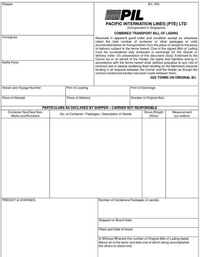 ocean bill of lading
